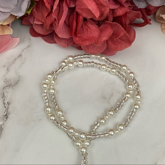 Pearl Barefoot Sandal Anklet with Matching Toe Ring - Picture 3 of 10